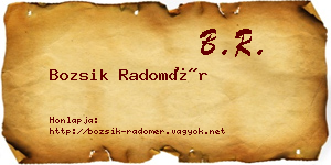 Bozsik Radomér névjegykártya